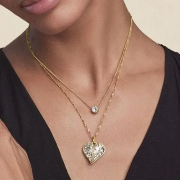 Brighton Trust Your Journey Crystal Golden Heart Necklace like new - Picture 4 of 8
